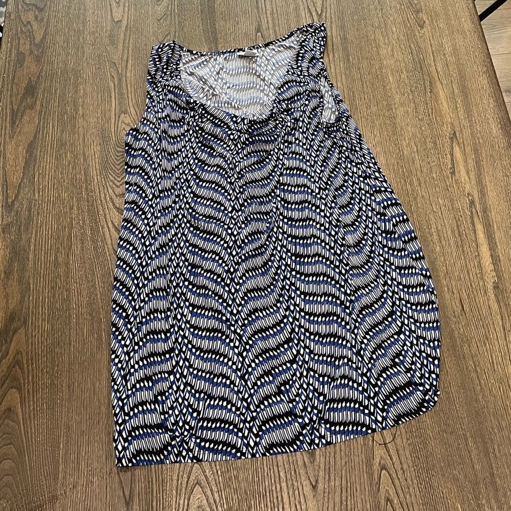 Motherhood Maternity Black Blue Print Scoop Neck Tank Top Size XL
